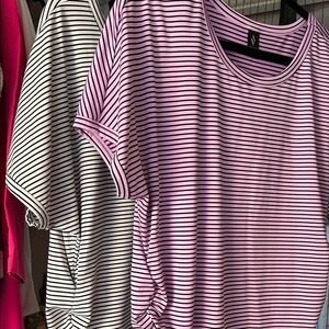 Skechers Pink and White Striped Short Sleeve Tee